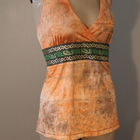 Boho Chic Festival Tie Dye Embroidered Halter Top - Picture 4 of 4
